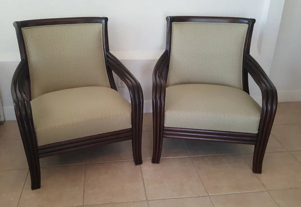 Thomasville Bentwood Arm Lounge Chairs Pair Rare EUC