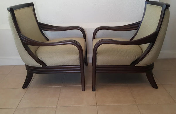 Thomasville Bentwood Arm Lounge Chairs Pair Rare EUC