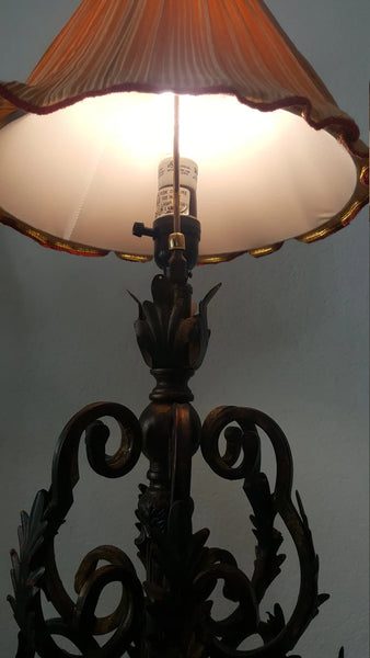 Wrought Iron Leaves tall Table lamps a pair