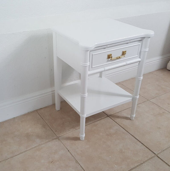 Hand painted distressed Faux-Bamboo Nightstand Henry Link single drawer