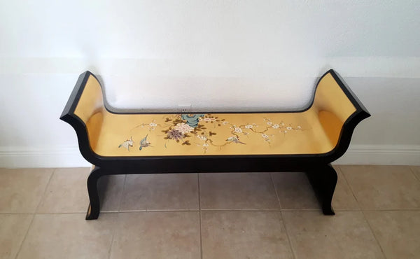 Oriental Furniture Asian Gold and Black Accent Bench