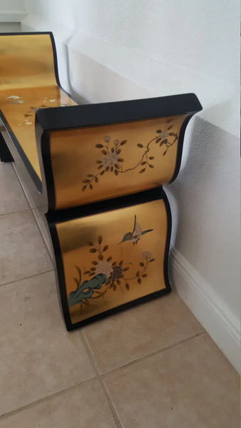 Oriental Furniture Asian Gold and Black Accent Bench