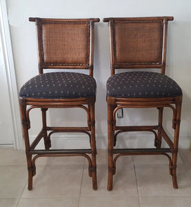 Lexington Tommy Bahama Bamboo Rattan Barstools a pair