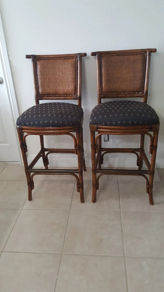 Lexington Tommy Bahama Bamboo Rattan Barstools a pair