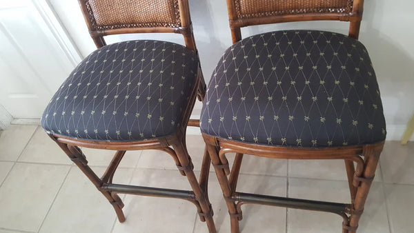 Lexington Tommy Bahama Bamboo Rattan Barstools a pair