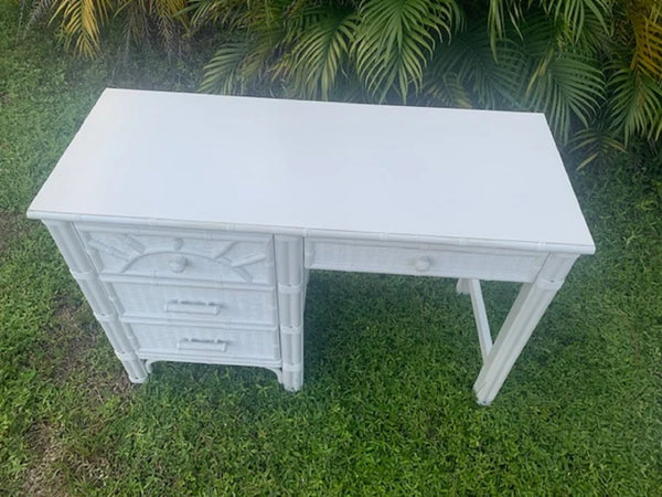 Henry Link Wicker Desk 4 drawers white