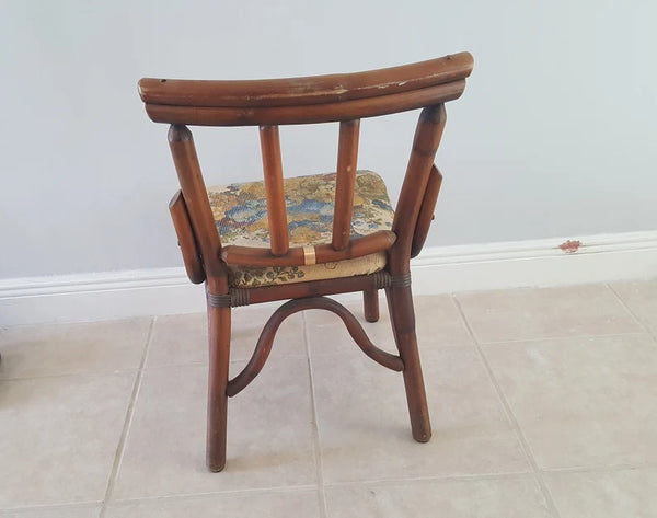 Vintage Ficks Reed Style French Country Bamboo Accent Chair