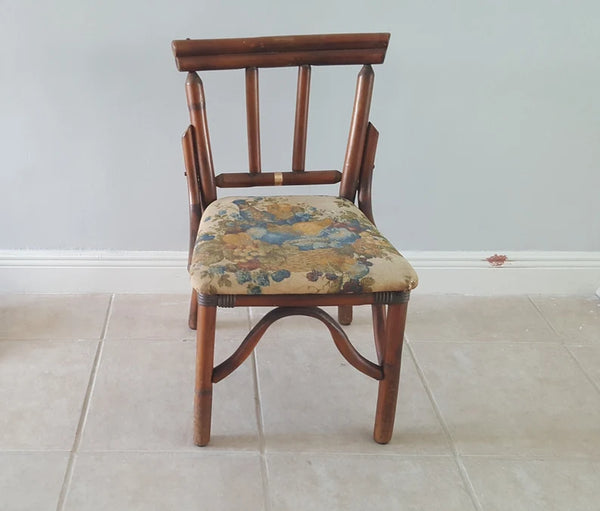 Vintage Ficks Reed Style French Country Bamboo Accent Chair