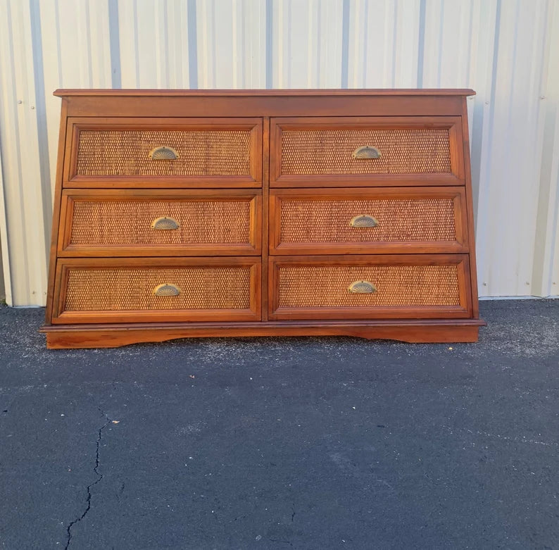 Pier 1 imports Pyramid collection wicker and wood 6 drawer dresser Pier 1 imports Pyramid collection wicker and wood 6 drawer dresser