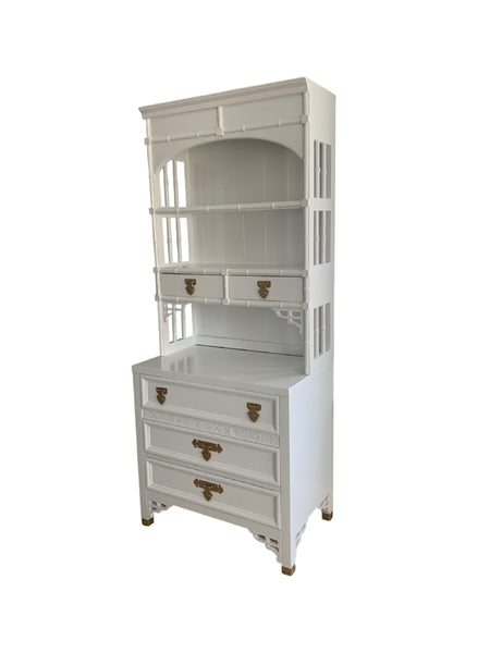 Shangri La by Dixie 3-Drawer Small Dresser With Hutch White and gold