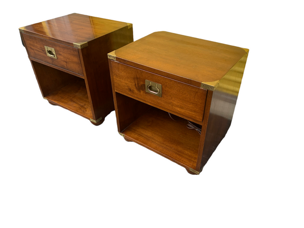 Henredon "Regiment" Campaign Style One drawer Nightstands a pair