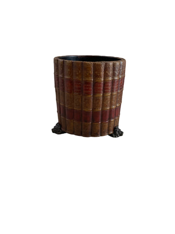 Faux Book Royal Academy Exterior wastebasket with lions head feet