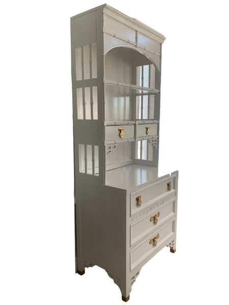 Shangri La by Dixie 3-Drawer Small Dresser With Hutch White and gold