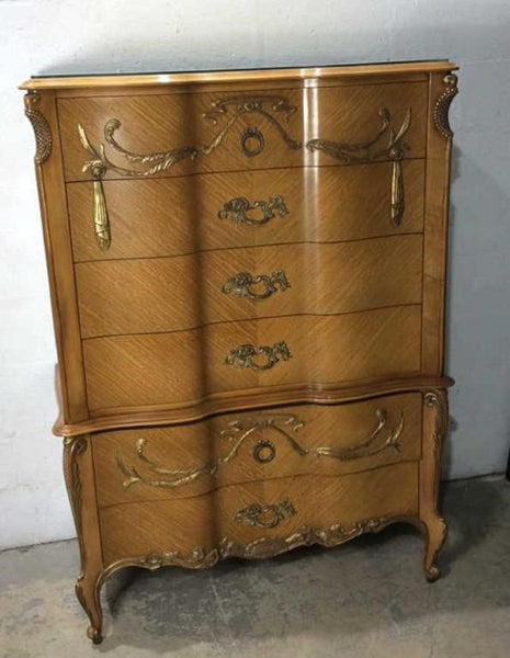 Romweber French Louis XV Burl Wood Highboy Chest of drawers