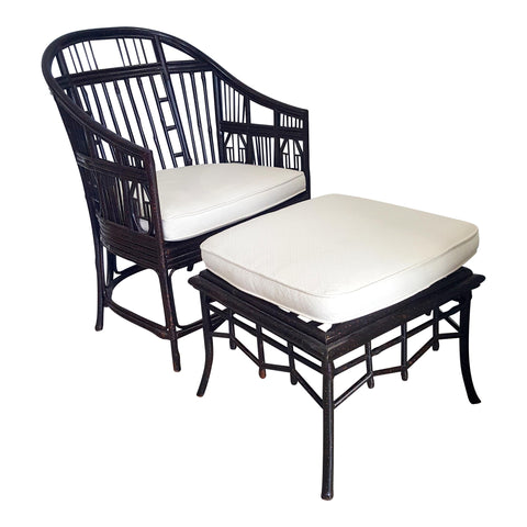 Lane Venture Raymond Waites Bamboo Chair and Ottoman Chinoiseries